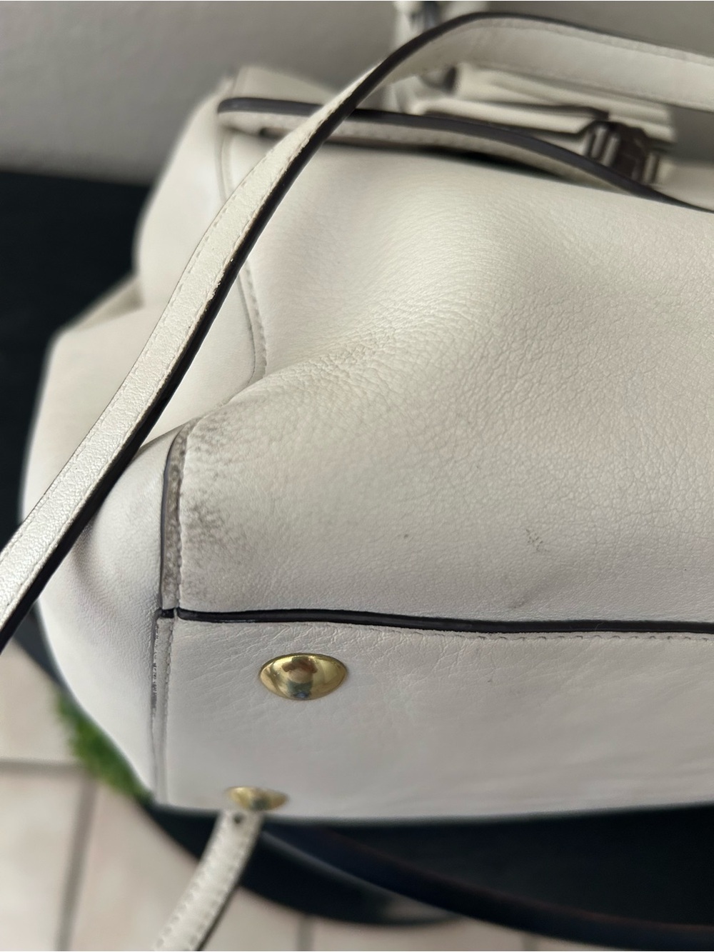 Coach Cream Leather Satchel with Tassels and Gold Hardware - Picture 3 of 16